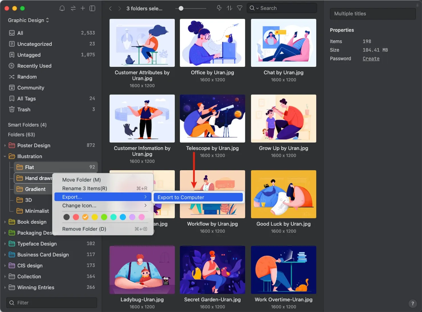 Image from export multiple folder