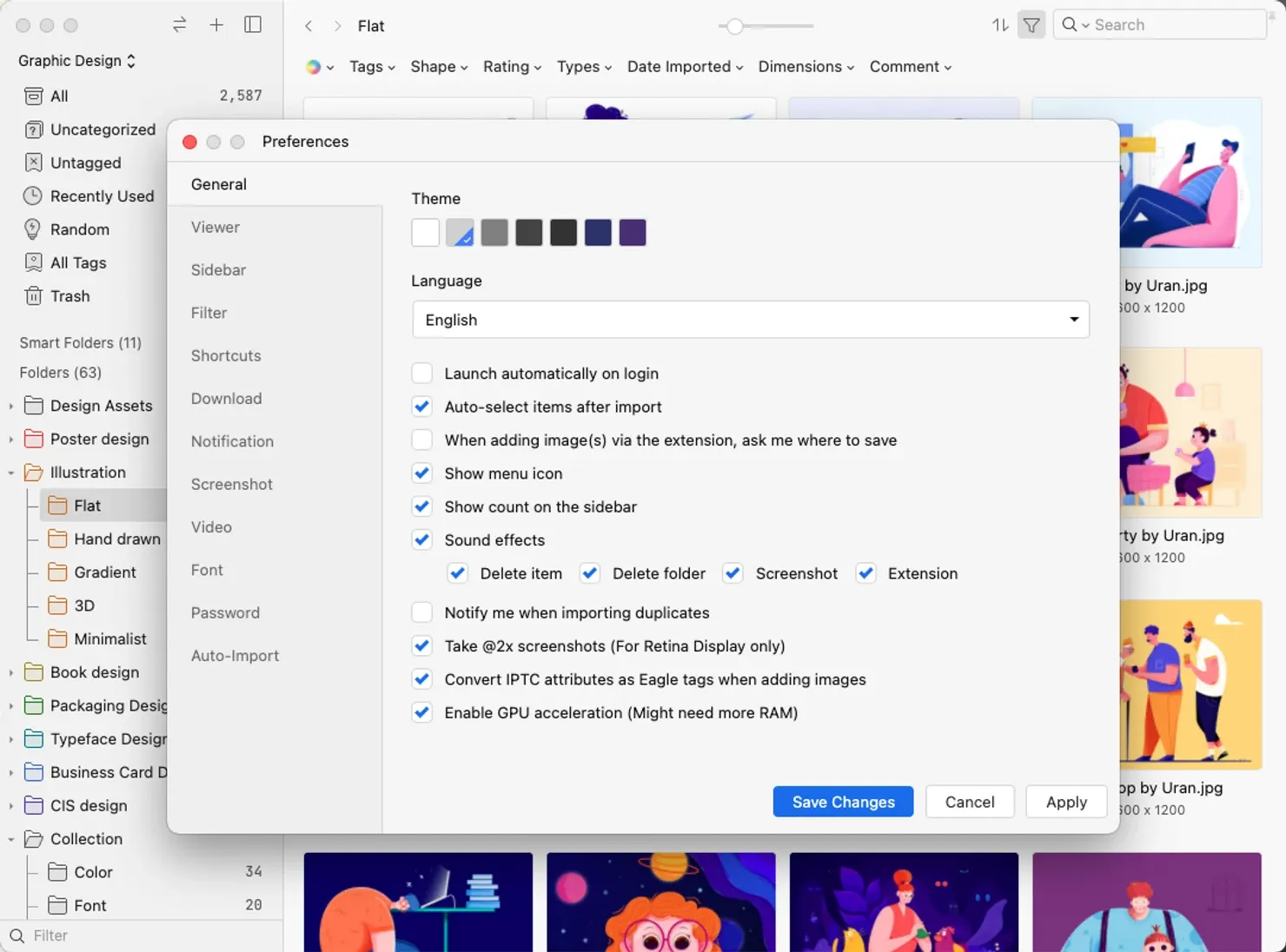 Image from preference window
