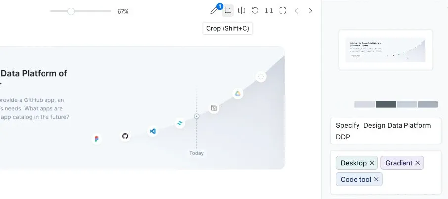 Capture of the image cropping tool location.