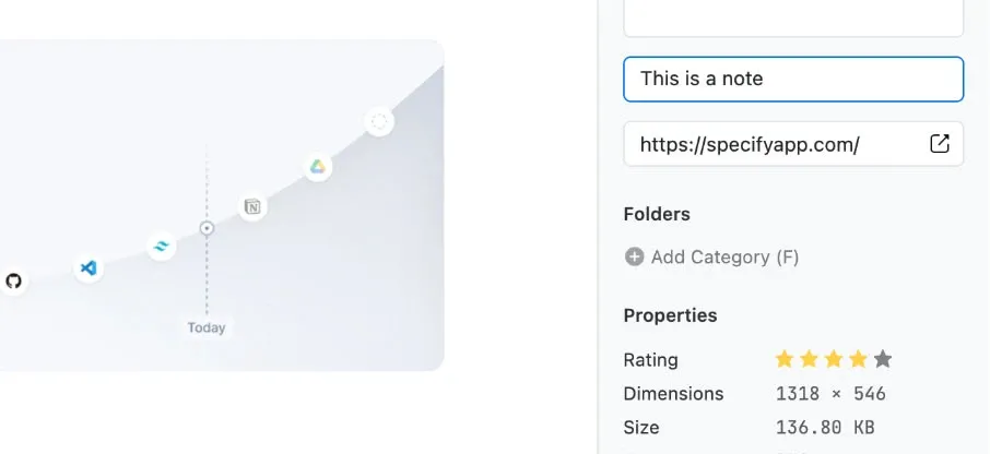 Capture of where to give a rating and a note to an inspiration.