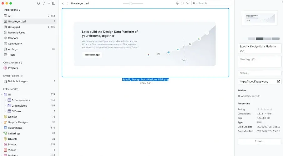 Capture of the Specify site banner saved in Eagle.