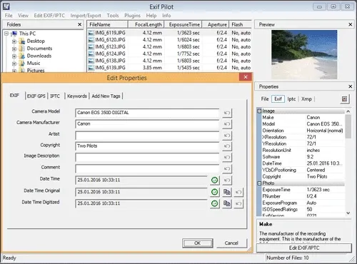 图像来源： Exif Pilot